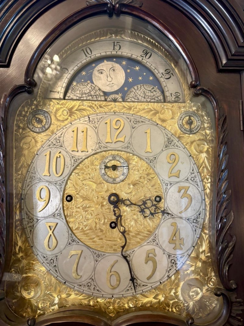 Antique Exhibition Quality Carved Mahogany Nine Tube Chiming Longcase Clock - Image 25